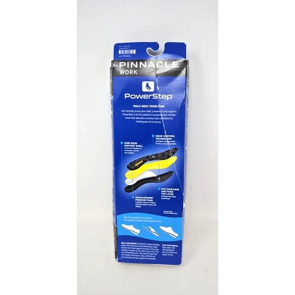 PowerStep Insoles Pinnacle Work Neutral Arch Support Men's 6-6.5 Women 8-8.5 - Picture 2 of 2